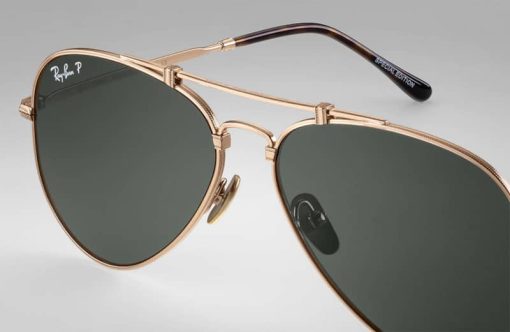 Ray-Ban RB8125M Aviator Titanium Gold Classic Sunglasses, 58mm - Image 5