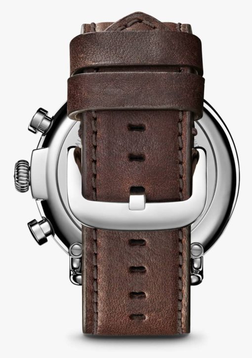 Shinola The Runwell Chrono Silver Sunray Dial Brown Leather Watch, 47mm - Image 5