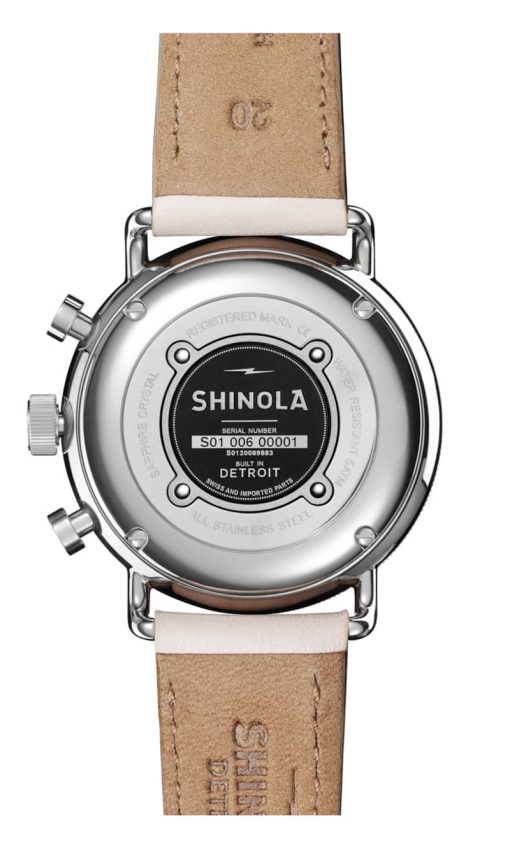 Shinola The Canfield Sport White Dial with Blush Leather Strap Watch, 40mm - Image 6