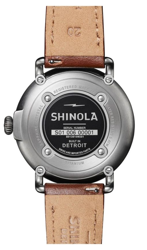 Shinola The Runwell Gunmetal Sandblast Sunray Dial Leather Watch, 41mm - Image 6