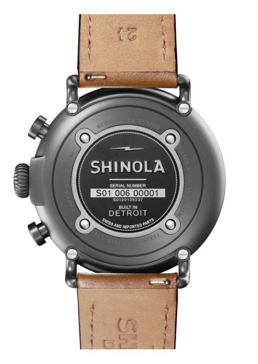 Shinola The Runwell Chrono Green Dial Tan Leather Strap Watch, 47mm - Image 6