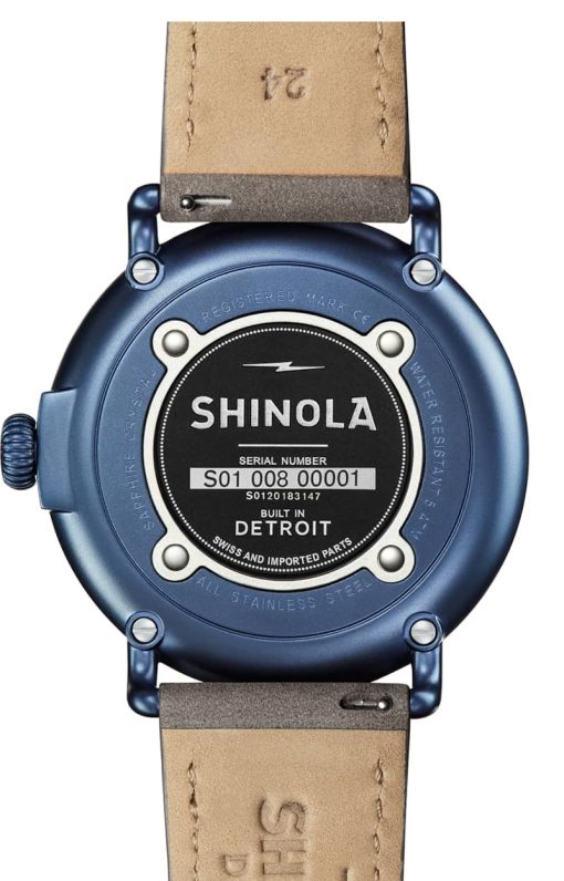 Shinola The Runwell 47mm Blue Hand Painted Dial Sandblast PVD Blue Mens Watch - Image 6