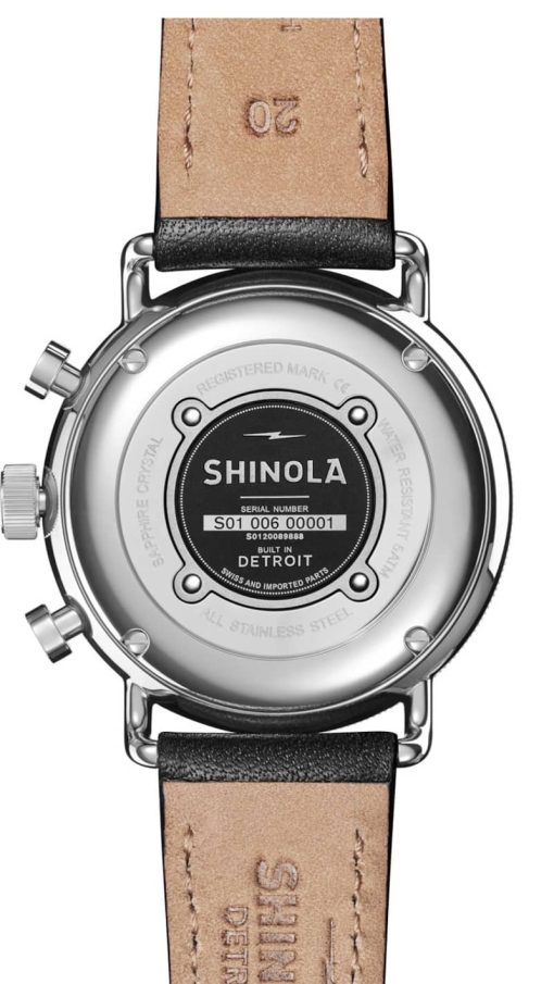Shinola The Canfield Sport White Dial Black Leather Watch, 40mm - Image 6