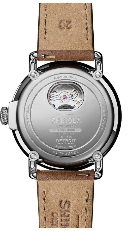 Shinola The Runwell Automatic Matte Black Dial Leather Watch, 39.5mm - Image 7
