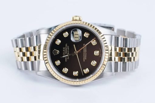 Rolex Pre-Owned Oyster Perpetual Datejust Two-Tone Black Dial Watch, 36mm - Image 8