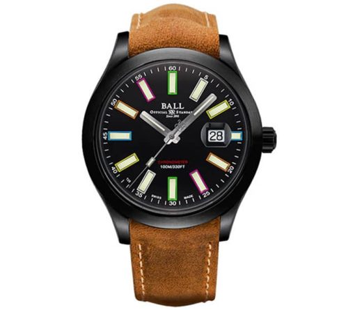 Ball Engineer II Rainbow Black Titanium Nubuck Leather Watch, 43mm