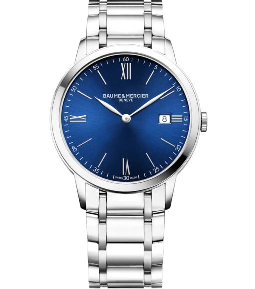 Baume & Mercier Classima Quartz Blue Dial Stainless Steel Bracelet Watch, 40mm
