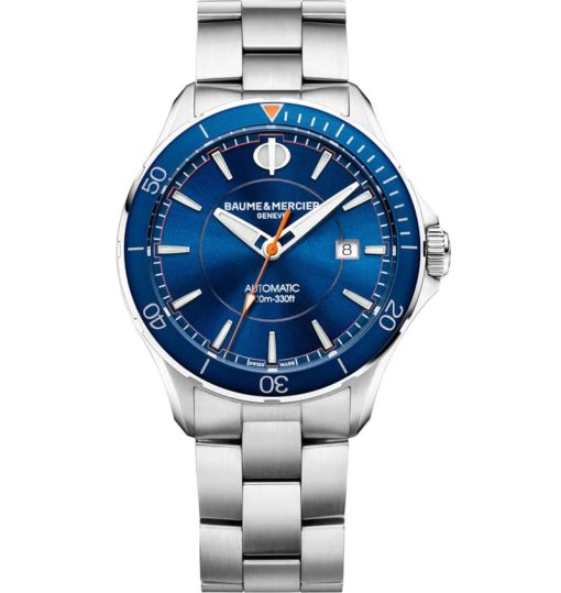 Baume & Mercier Clifton Club Automatic Blue Dial Polished Steel Bracelet Watch, 42mm