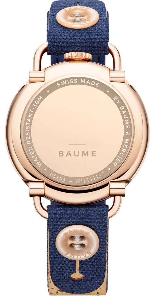 Baume & Mercier Baume Moon Phase Blue Dial Cotton Strap Watch, 35mm - Image 2