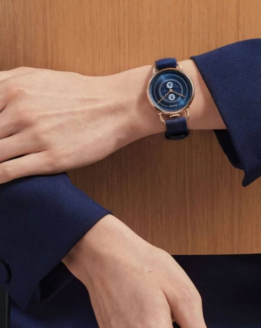Baume & Mercier Baume Moon Phase Blue Dial Cotton Strap Watch, 35mm - Image 4