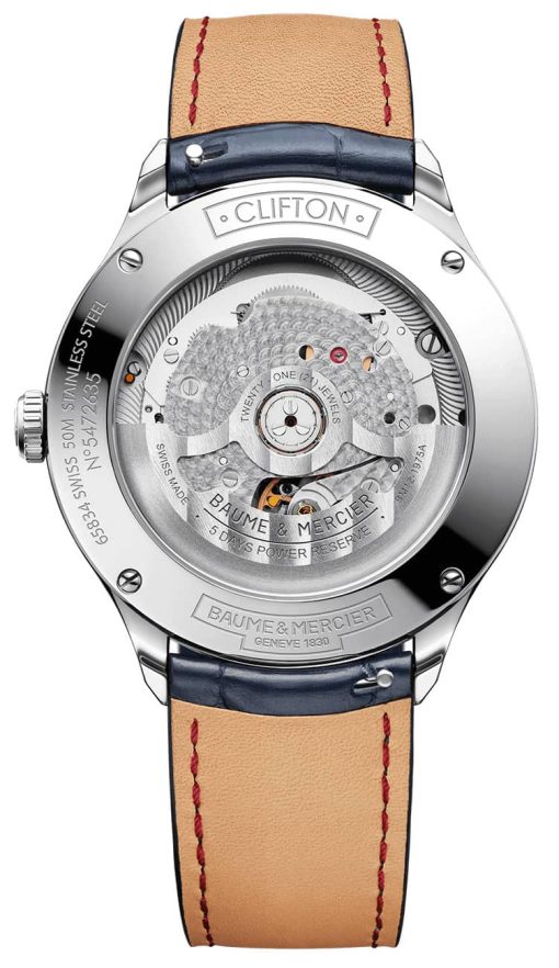 Baume & Mercier Clifton Automatic White Dial Blue Alligator Leather Watch, 40mm - Image 2