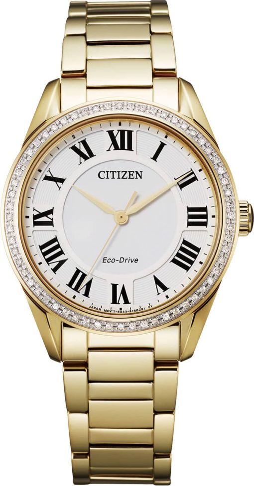 Citizen Arezzo Gold-Tone Stainless Steel Watch, White Dial, 32mm