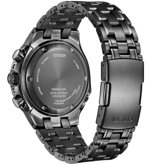 Citizen Eco-Drive Caliber 2100 Chronograph Blue Dial Black Ion-Plated SS Bracelet Watch, 44mm - Image 3