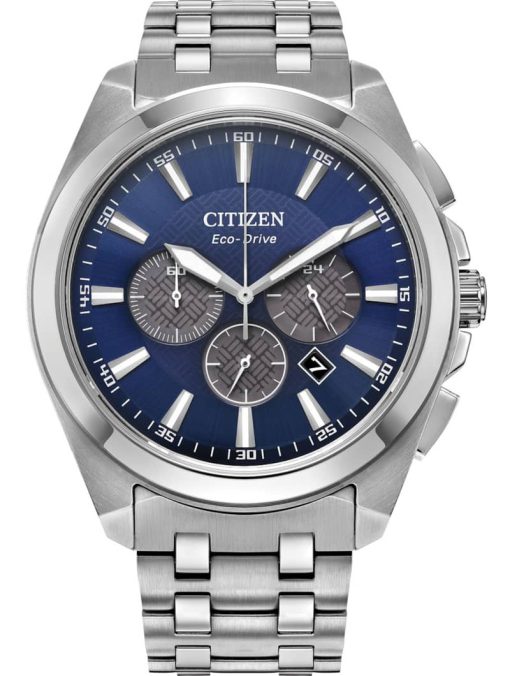 Citizen Eco-Drive Classics Chronograph Blue Dial Silver-Tone SS Bracelet Watch, 41mm