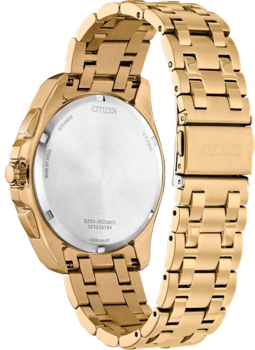 Citizen Eco-Drive Classics Chronograph Black Dial Gold-Tone SS Bracelet Watch, 41mm - Image 3