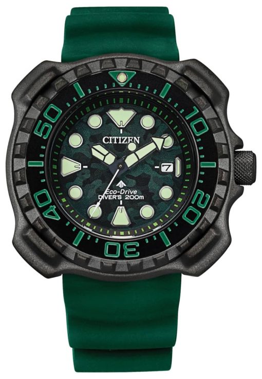 Citizen Eco-Drive Promaster Diver Super Titanium Green Camo Polyurethane Watch, 47mm