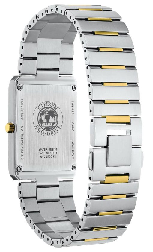 Citizen Eco-Drive Stiletto Black Dial Two-Tone Ion-Plated SS Bracelet Watch, 28mm x 38mm - Image 3