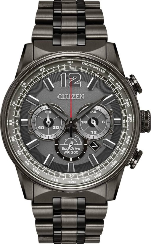Citizen Eco-Drive Nighthawk Grey Stainless Steel Mens Watch