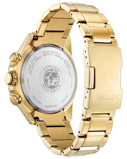 Citizen PCAT Quartz Chronograph Gold-Tone Stainless Steel Watch, Black Dial, 43mm - Image 3