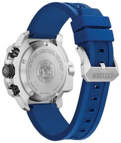 Citizen Eco-Drive Promaster Aqualand Chronograph Black Dial Blue Polyurethane Strap Watch, 50mm - Image 3