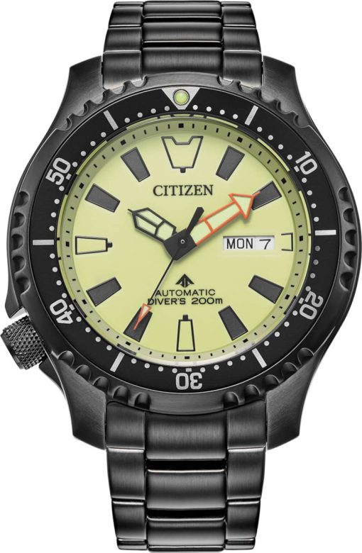 Citizen Promaster Dive Automatic Yellow Dial Black Stainless Steel Watch, 44mm
