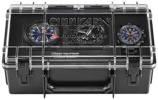 Citizen Eco-Drive Promaster Navihawk A-T L.E. Chronograph Blue Dial Black Ion-Plated SS Watch Set, 48mm - Image 5