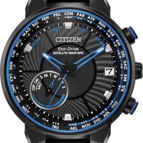 Citizen 44mm Satellite Wave GPS Freedom Black Stainless Steel Mens Watch