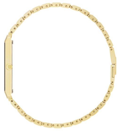 Citizen Eco-Drive Stiletto Black Dial Gold-Tone Ion-Plated SS Bracelet Watch, 28mm x 38mm - Image 2