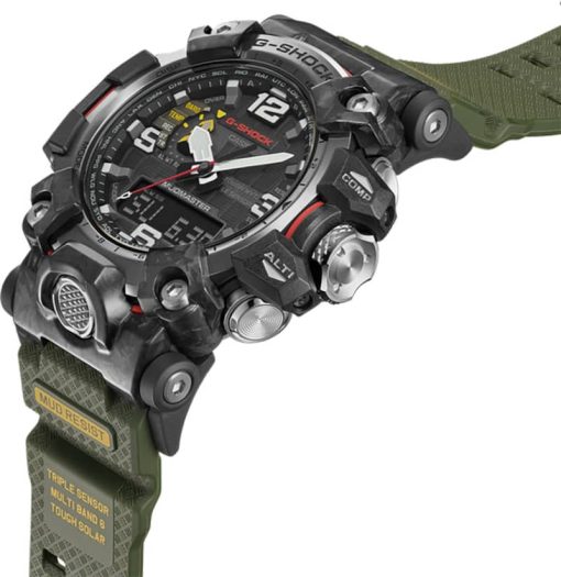 G-Shock Analog-Digital Mudmaster Gray Case w/ Red Accents Green Band Watch, 54mm - Image 3