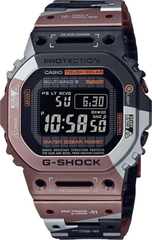 G-Shock Digital GMW-B5000 Series Full Metal Geometric Camouflage Titanium Watch, 43.2mm