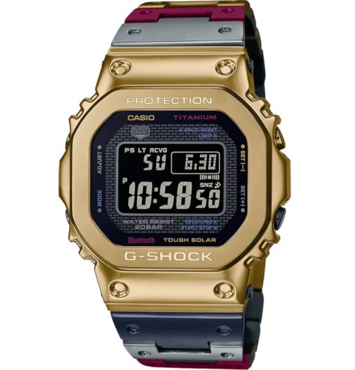 G-Shock Limited Edition Gold Ion Plated Titanium Watch, Multicolor Band, 43.2mm