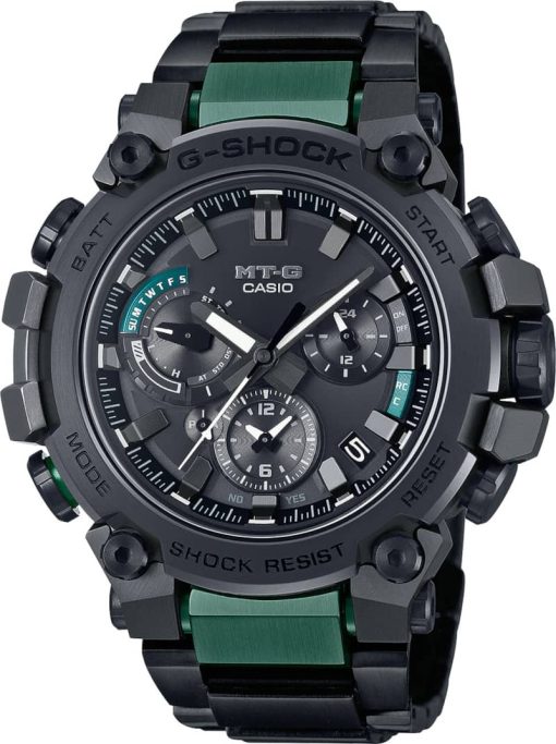 G-Shock MT-G MTGB3000 Series Chronograph Black/Green SS & Resin Watch, 50.9mm