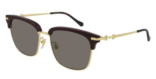 Gucci GG0918S Clubmaster Sunglasses, Burgundy/Gold Frames, 56mm