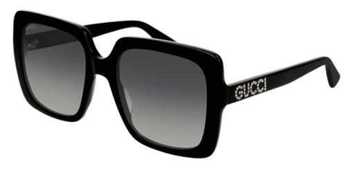 Gucci GG0418S Square Sunglasses, Black & Swarovski Frames, 54mm