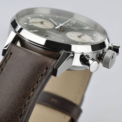 Hamilton American Classic Intra-Matic Auto Chrono Green Dial Brown Leather Watch, 40mm - Image 5