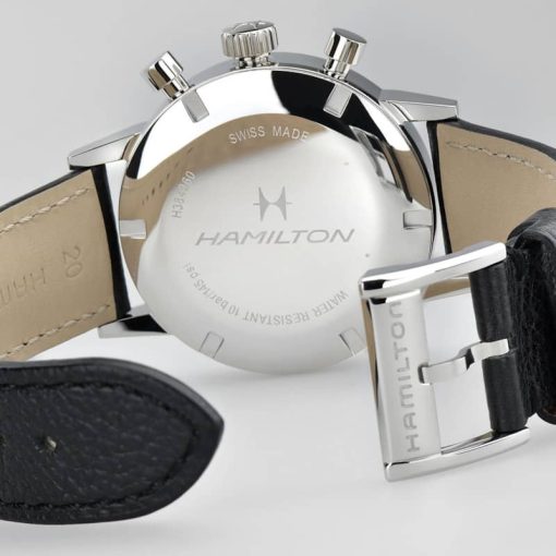 Hamilton American Classic Intra-Matic Chronograph H Black Dial & Leather Watch, 40mm - Image 4