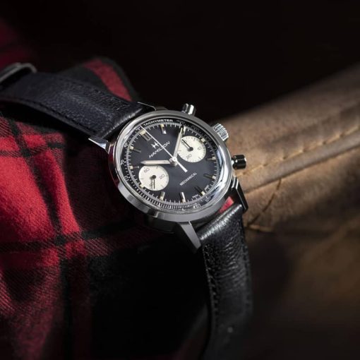 Hamilton American Classic Intra-Matic Chronograph H Black Dial & Leather Watch, 40mm - Image 6