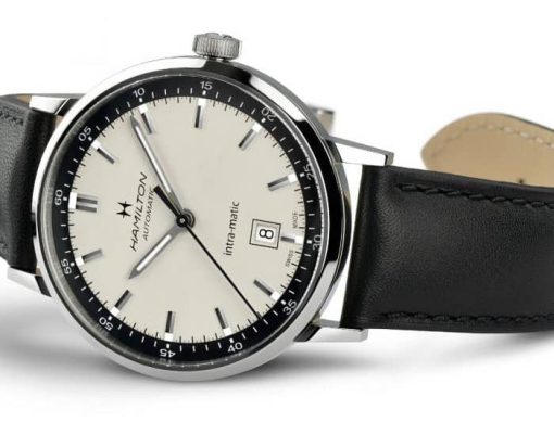 Hamilton American Classic Intra-Matic Auto Beige Two-Tone Dial Black Leather Watch, 40mm - Image 3