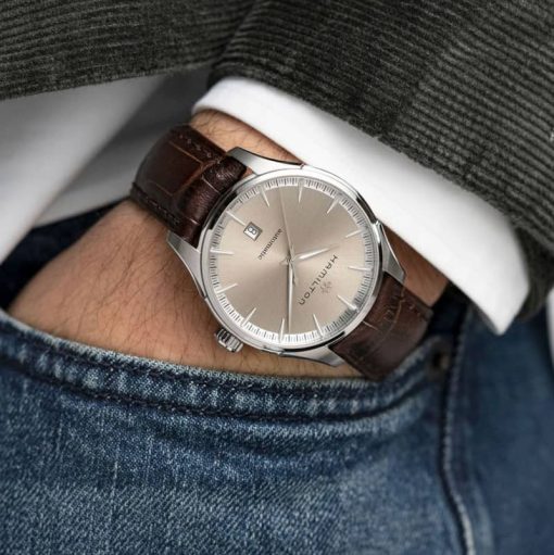 Hamilton Jazzmaster Automatic Beige Dial Brown Leather Watch, 40mm - Image 4