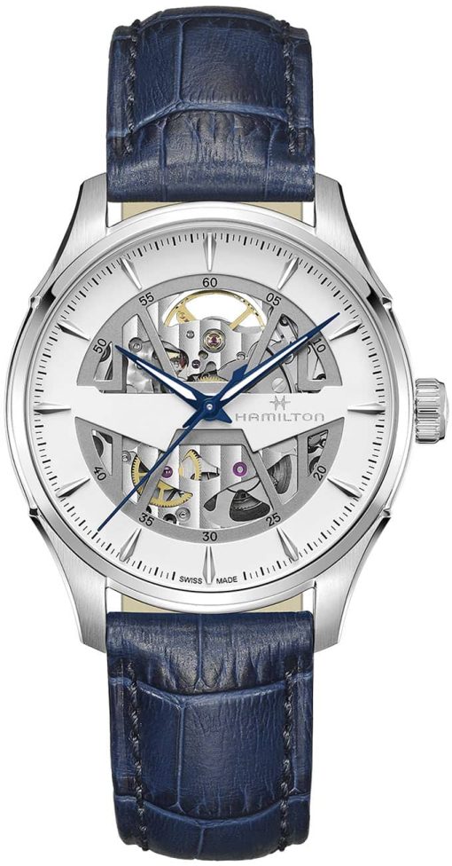 Hamilton Jazzmaster  Skeleton Auto White Dial Blue Leather Watch, 40mm