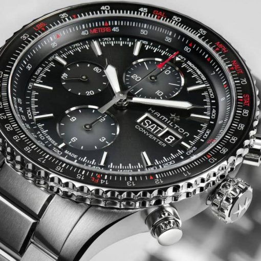 Hamilton Khaki Aviation Converter Auto Chrono Black Dial Stainless Steel Watch, 44mm - Image 4