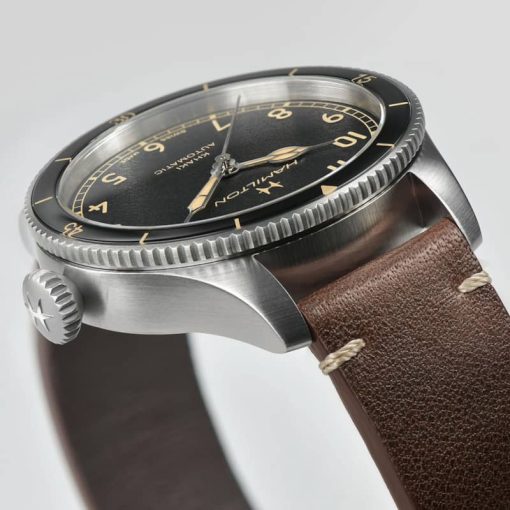 Hamilton Khaki Aviation Pilot Pioneer Automatic Black Dial Brown Leather Watch, 38mm - Image 4