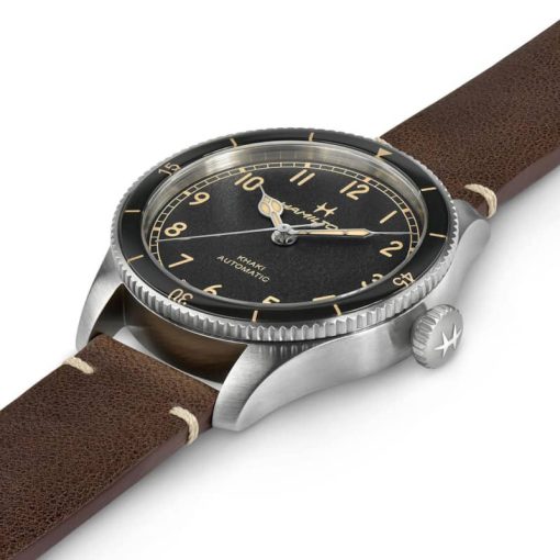Hamilton Khaki Aviation Pilot Pioneer Automatic Black Dial Brown Leather Watch, 38mm - Image 2