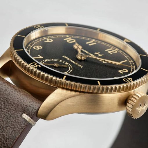 Hamilton Khaki Aviation Pilot Pioneer Bronze Black Dial Brown Leather Strap Watch, 43mm - Image 4