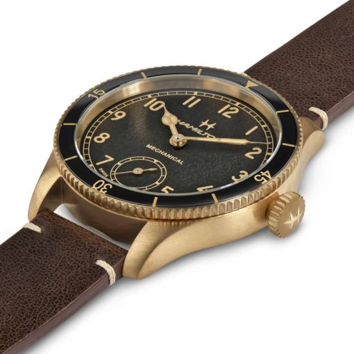 Hamilton Khaki Aviation Pilot Pioneer Bronze Black Dial Brown Leather Strap Watch, 43mm - Image 2