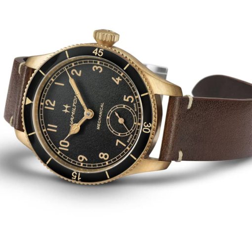Hamilton Khaki Aviation Pilot Pioneer Bronze Black Dial Brown Leather Strap Watch, 43mm - Image 3