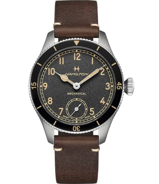 Hamilton Khaki Aviation Pilot Pioneer Black Dial Brown Leather Strap Watch, 43mm
