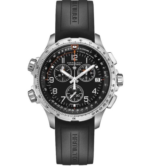 Hamilton Khaki Aviation X-Wind GMT Chrono Quartz Black Dial & Strap Watch, 46mm