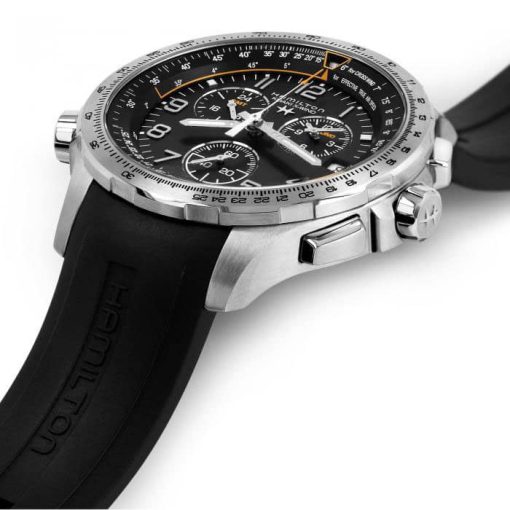 Hamilton Khaki Aviation X-Wind GMT Chrono Quartz Black Dial & Strap Watch, 46mm - Image 2