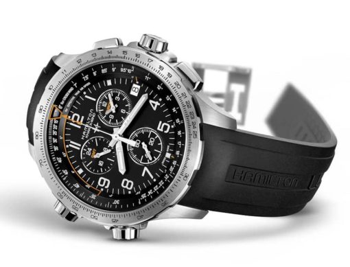 Hamilton Khaki Aviation X-Wind GMT Chrono Quartz Black Dial & Strap Watch, 46mm - Image 3